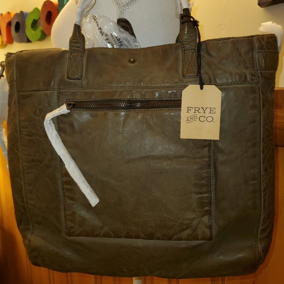 frye washed leather duffle bag